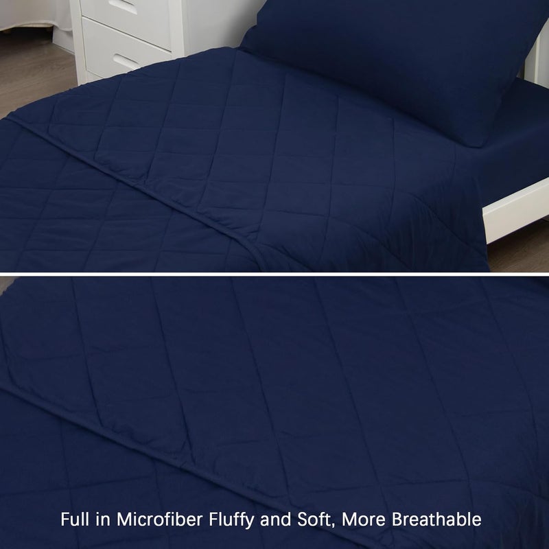 Biloban 4 Piece Toddler Bedding Set,Ultra Soft and Breathable Crib Bedding Set,Includes Quilted Comforter,Fitted Sheet,Flat Top Sheet and Envelope Pillowcase for Boys and Girls,Navy Blue - Image 4